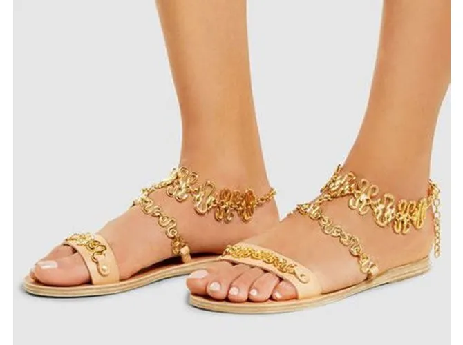 Ancient Greek Sandals Sandalias nyx Beige Dorado 