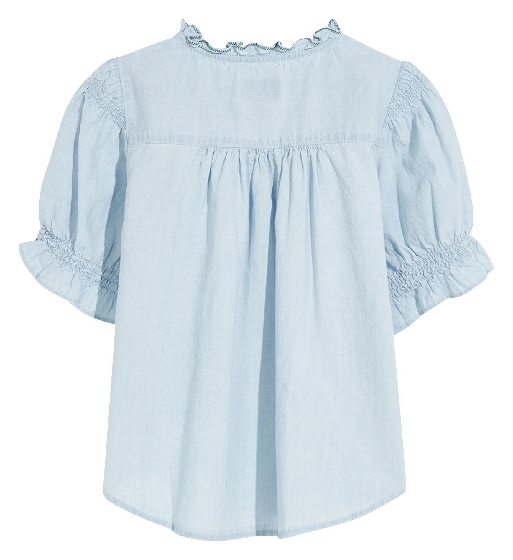 ARRAS - Camisa de algodón orgánico con cuello redondo en azul