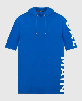 Balmain Blue hoodie with logo print