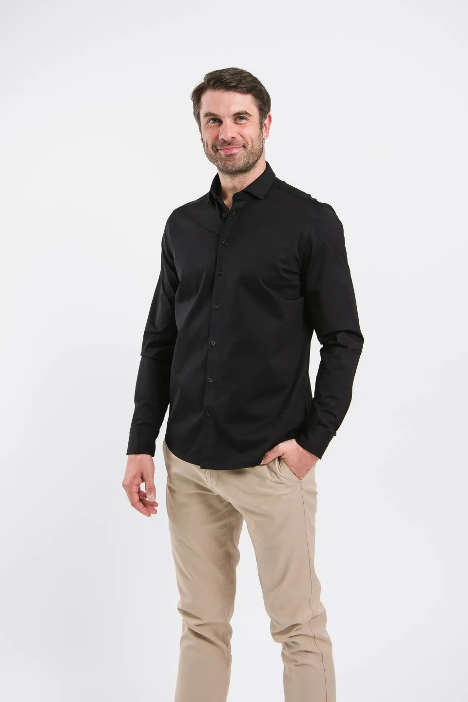 Camisa regular de hombre Be Lenka Essentials - Jet Black