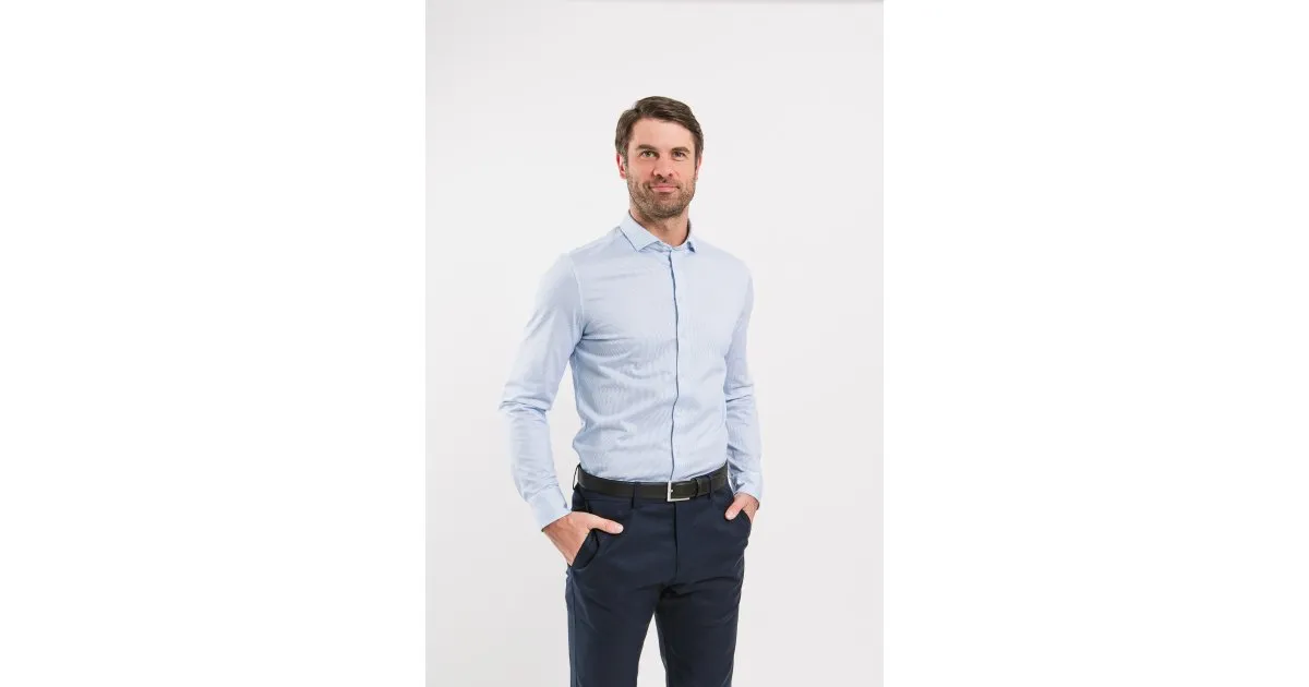 Camisa slim de hombre Be Lenka Essentials - Blue and White