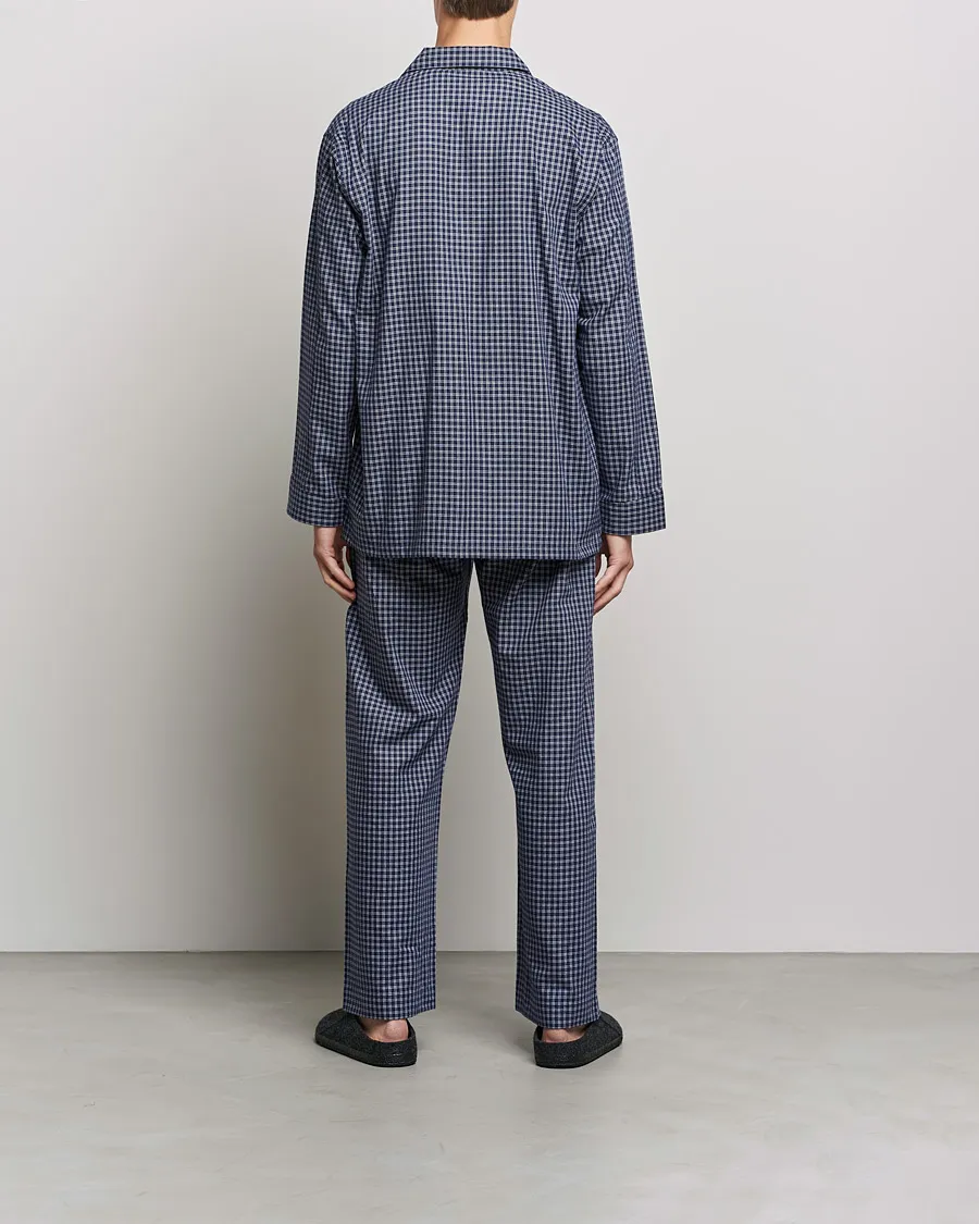 Derek Rose Checked Cotton Pyjama Set Navy