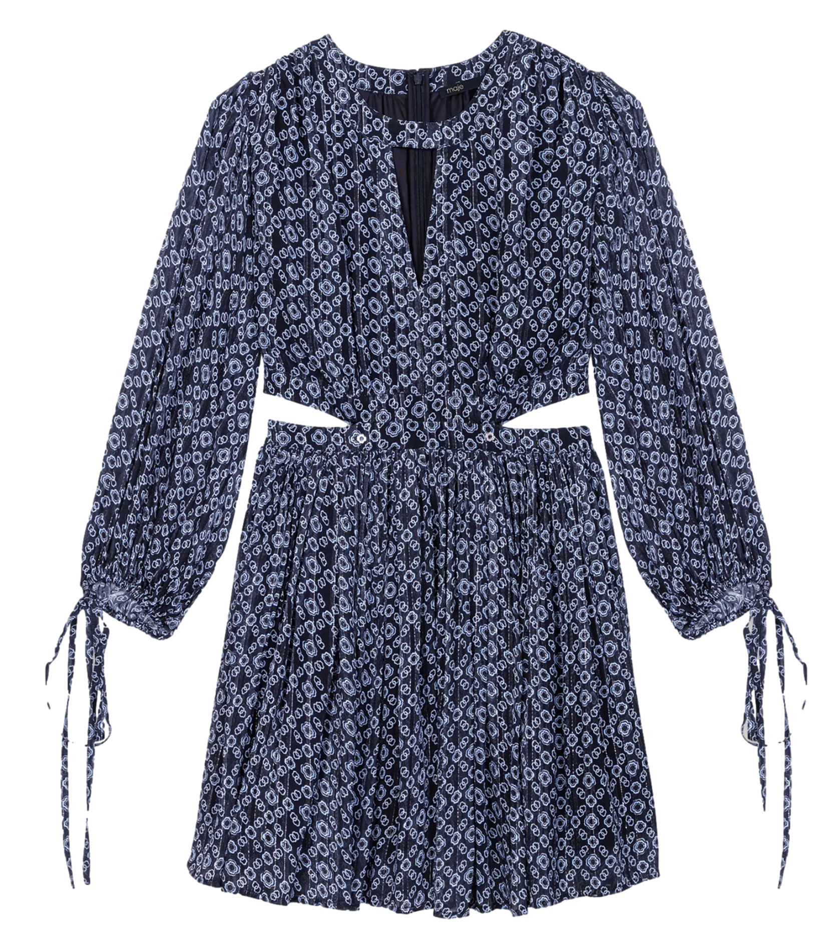 MAJE Vestido corto estampado de monograma en negro