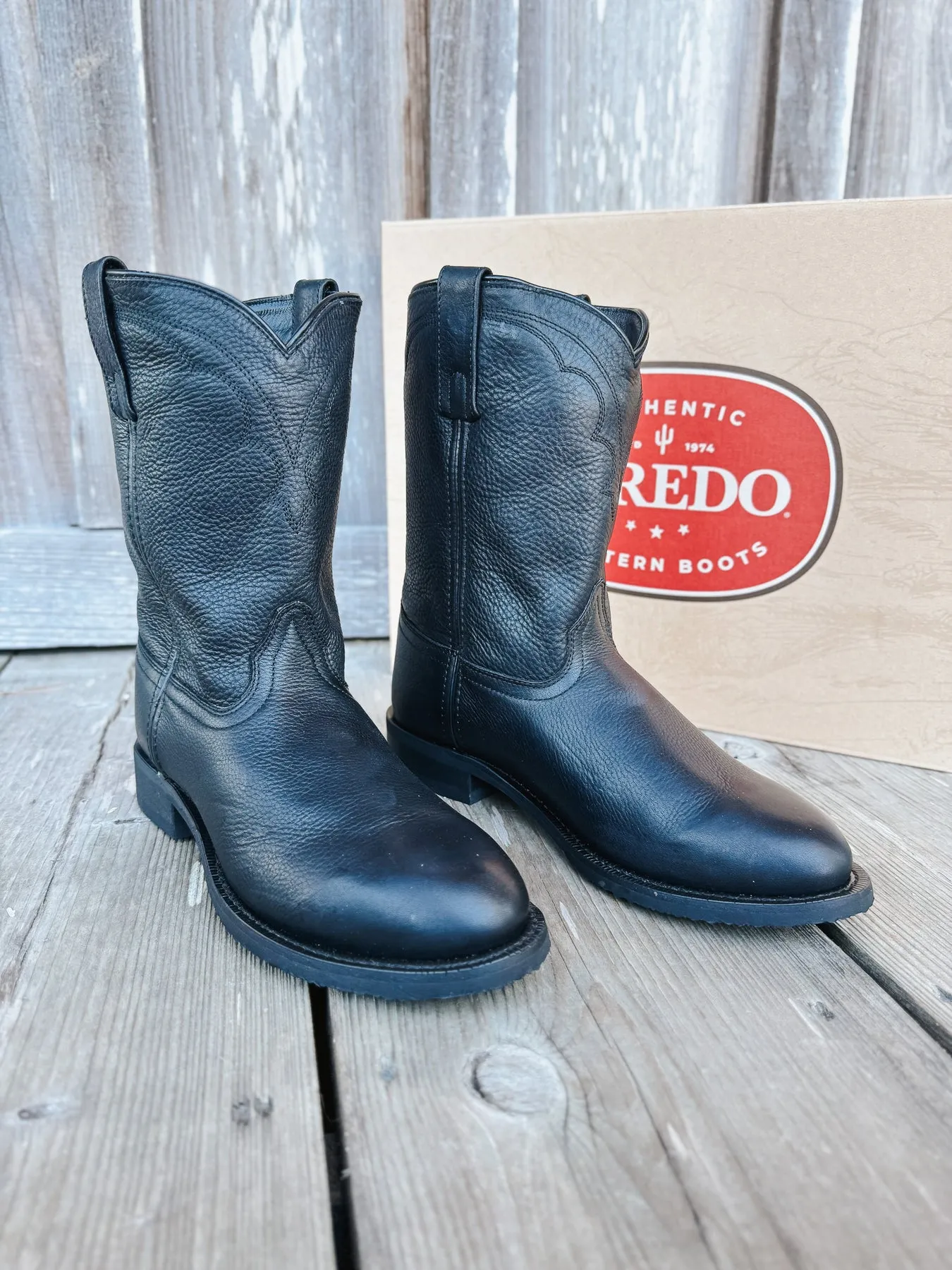 Men's Laredo Vaughn Black Leather Roper Boots-