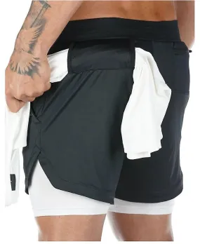 Nuevo verano corriendo pantalones cortos, 2 en 1 pantalones cortos deportivos