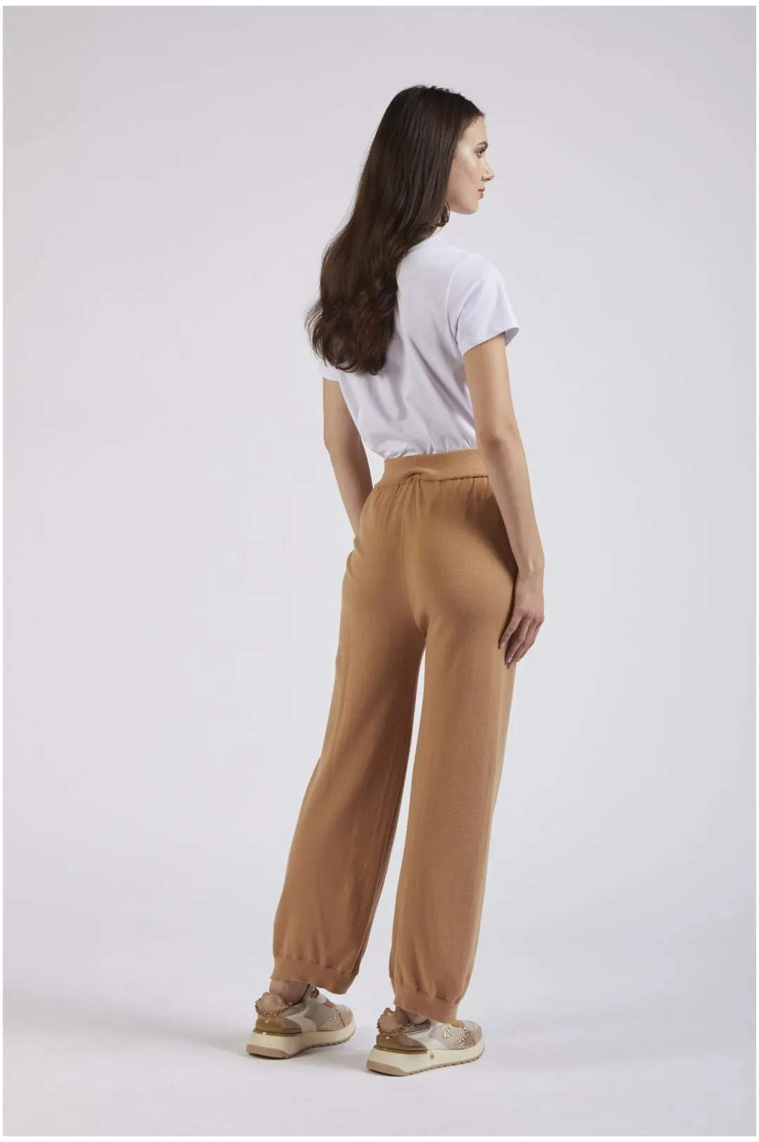 pantalones culotte de punto camel