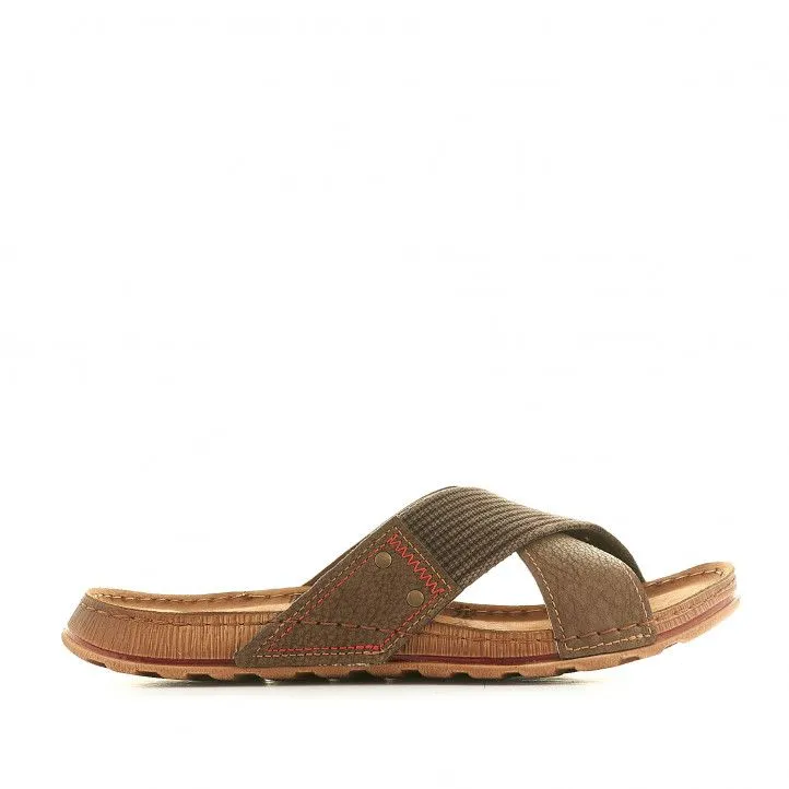 Sandalias In Blu marrones con tira delantera cruzada