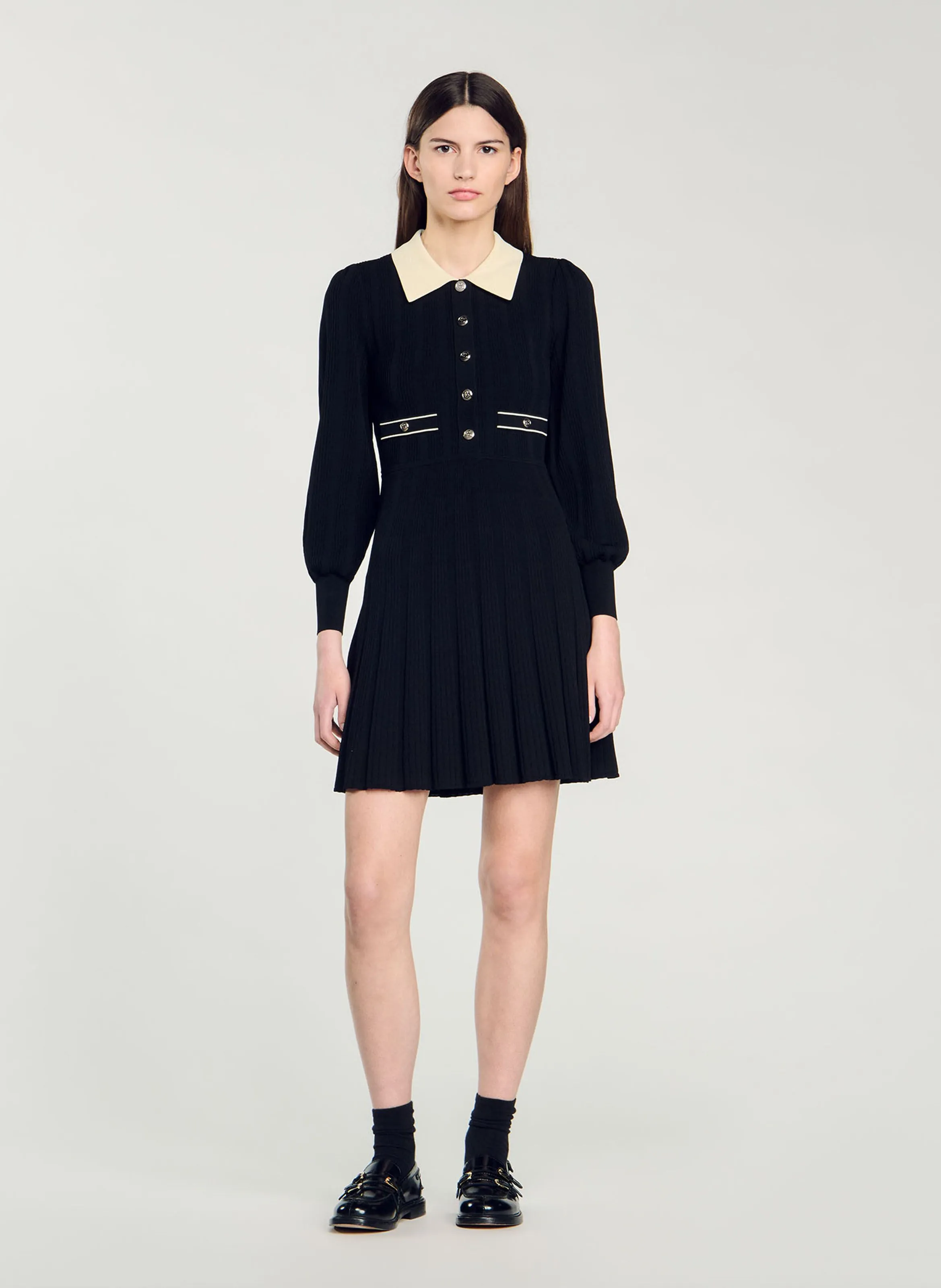 SANDRO LISON - Vestido corto cuello clásico en multicolor