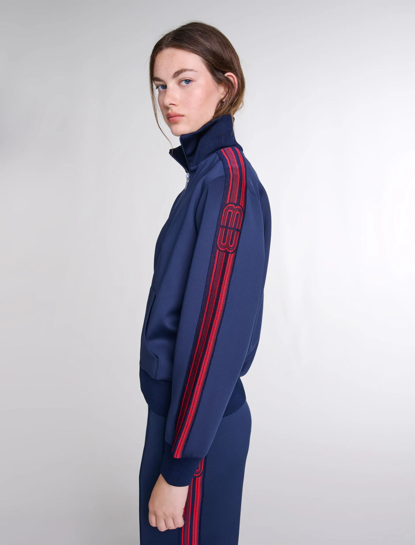 Sudadera de cremallera con bandas