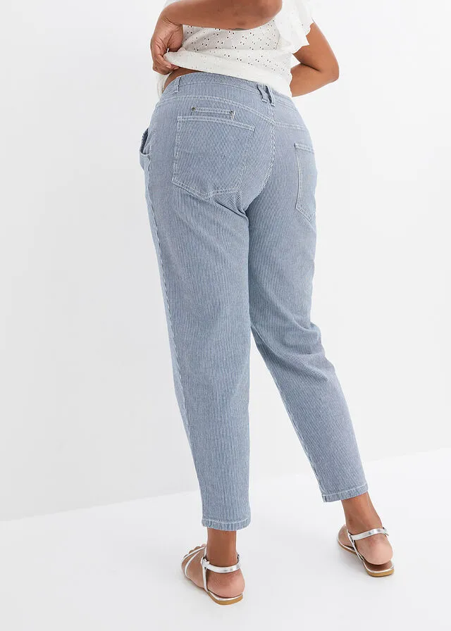 Vaqueros azul piedra-denim blanco con rayas