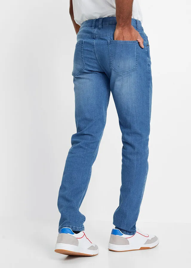 Vaqueros elásticos de corte slim y recto Azul piedra